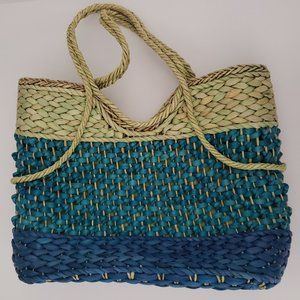 Old Navy Straw Beach Tote in Blue - Green - Tan